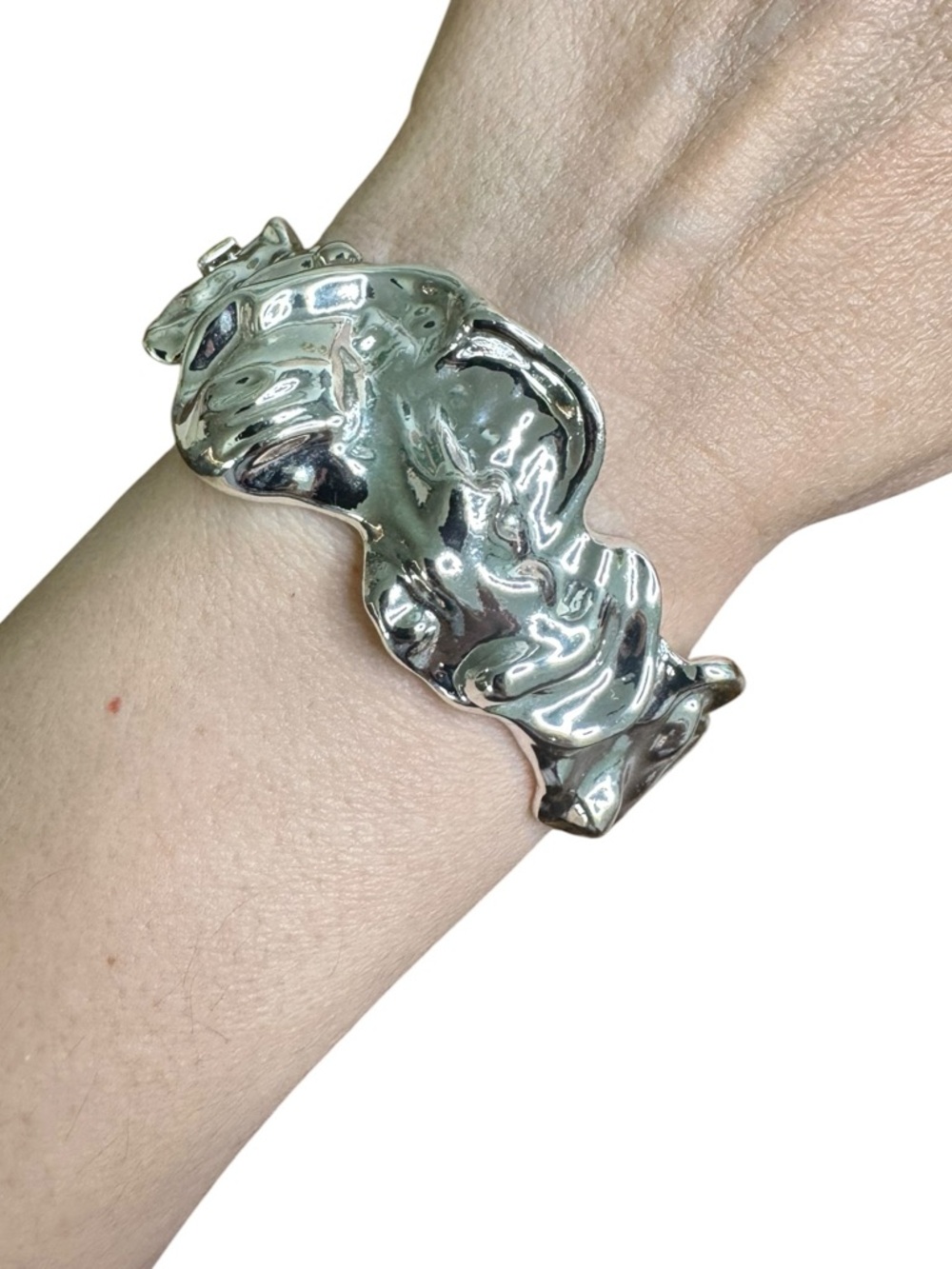 Pilgrim Pulse Statement Bangle Silver Sculpted Cuff Bracelet